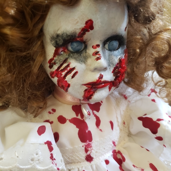 OOAK Creepy Porcelain Doll and Bear - Picture 2 of 4